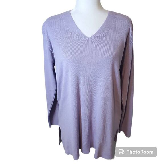 St. Michael Marks Spencer Lilac Vneck tunic sweater L - Picture 2 of 9